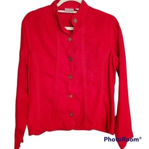 Chico's 100% Linen Red Size 0 Chicos (Size small) Top Holiday